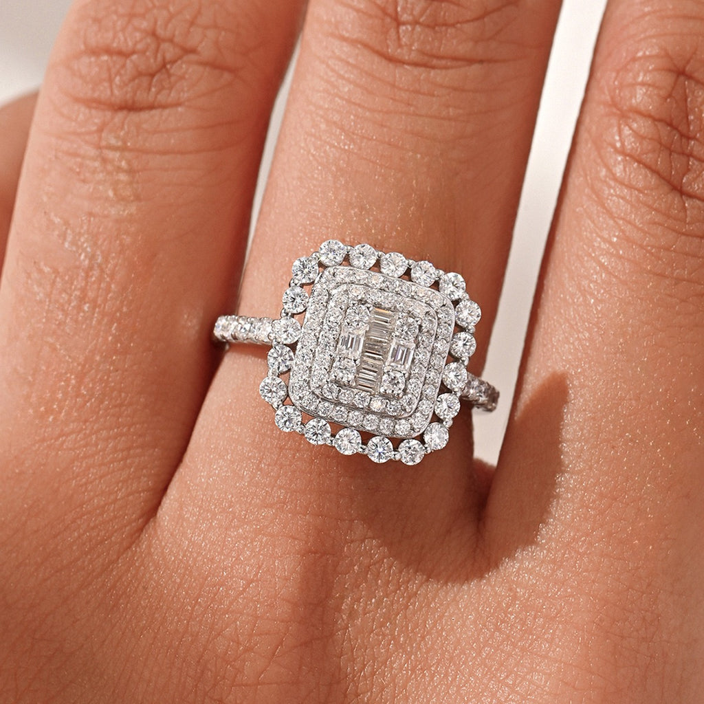 Layered Iced Moissanite Ring – Statement Edition