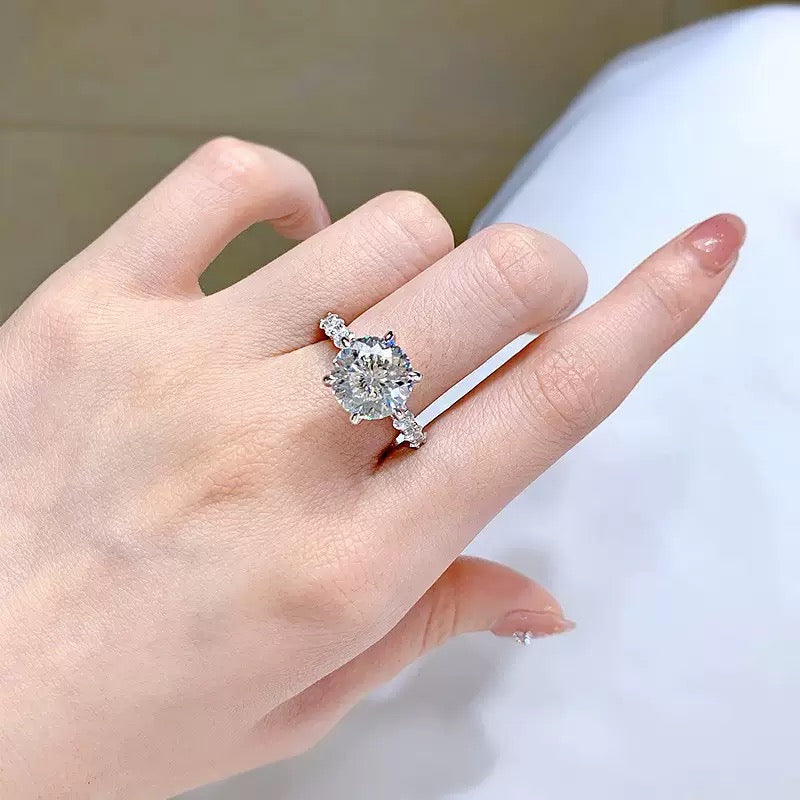 3 Carat Round Moissanite Engagement Ring – S925 Silver | Himas Jewelry