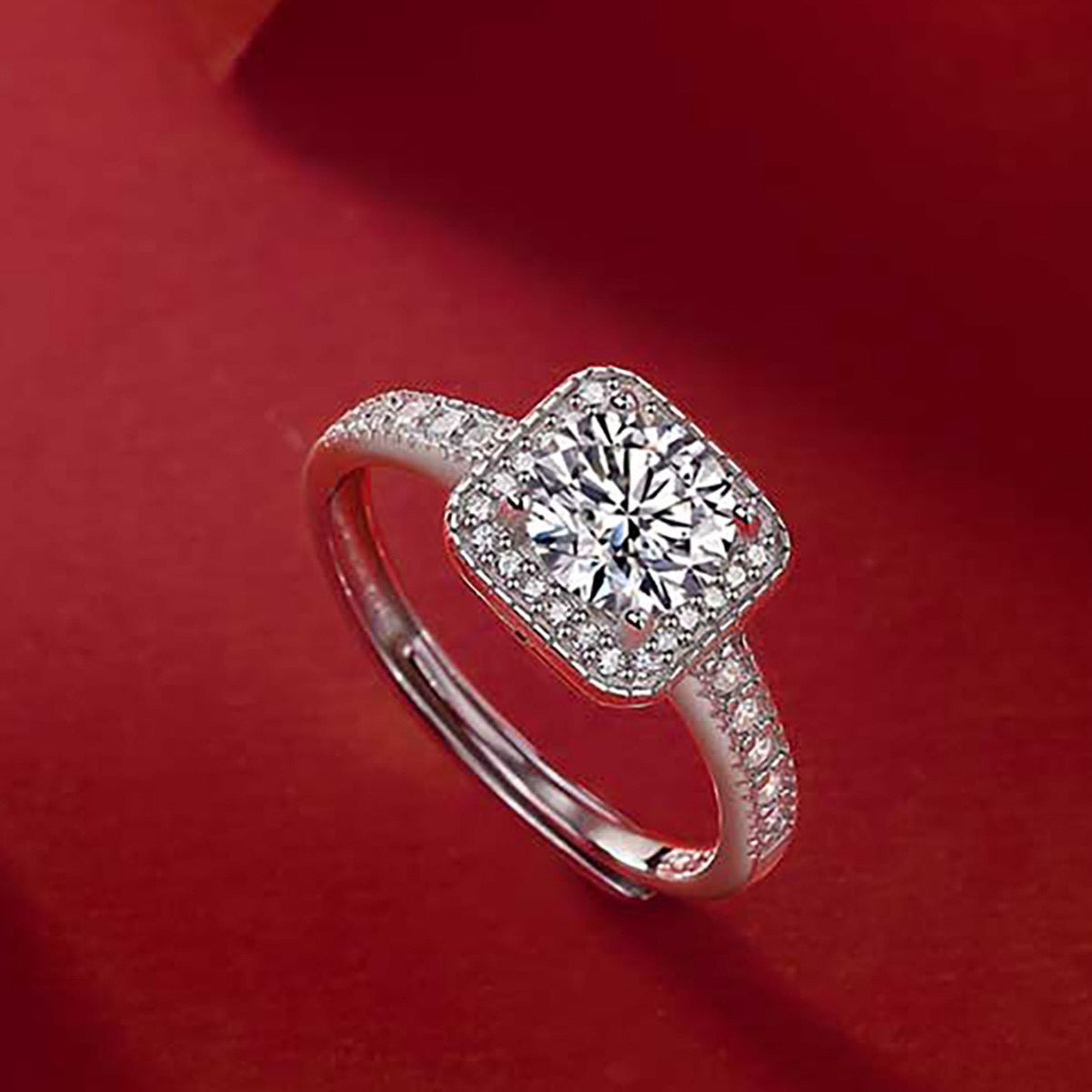 Square Halo Moissanite Ring – Modern Luxury 1CT