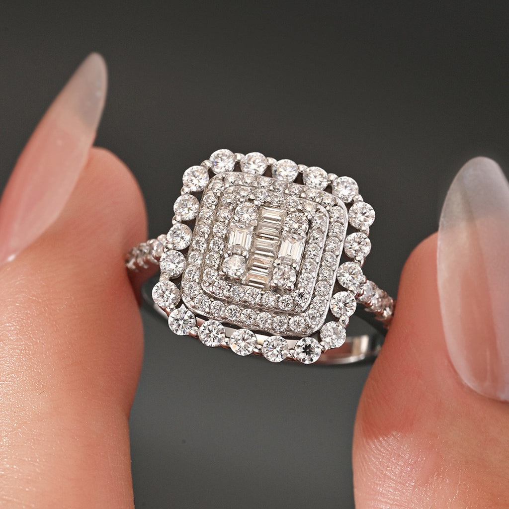 Layered Iced Moissanite Ring – Statement Edition