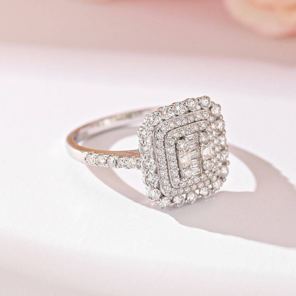 Layered Iced Moissanite Ring – Statement Edition