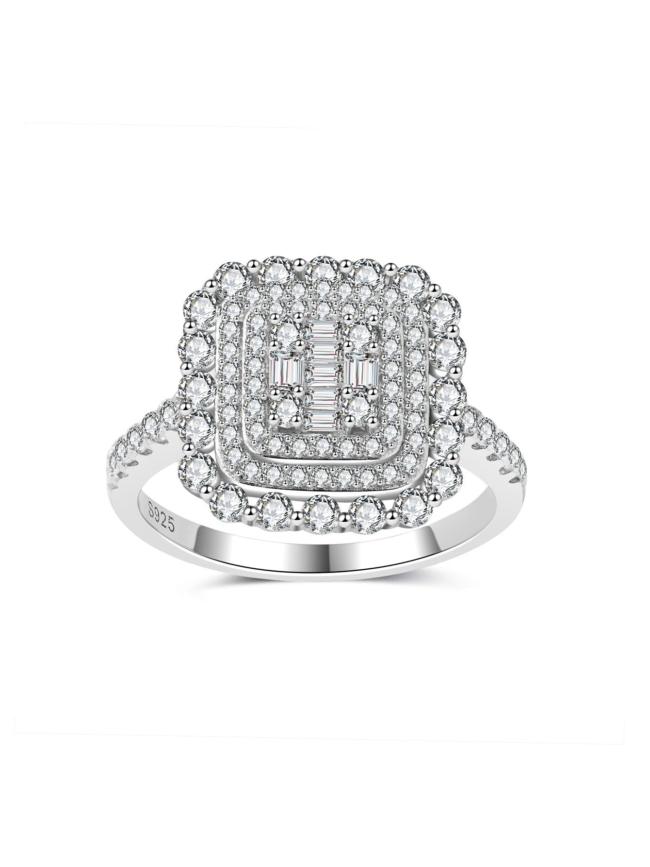 Layered Iced Moissanite Ring – Statement Edition
