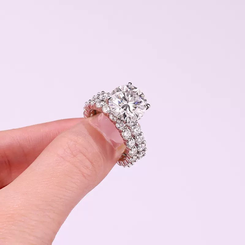 5CT Moissanite Ring Set in S925 Silver – Himas Jewelry