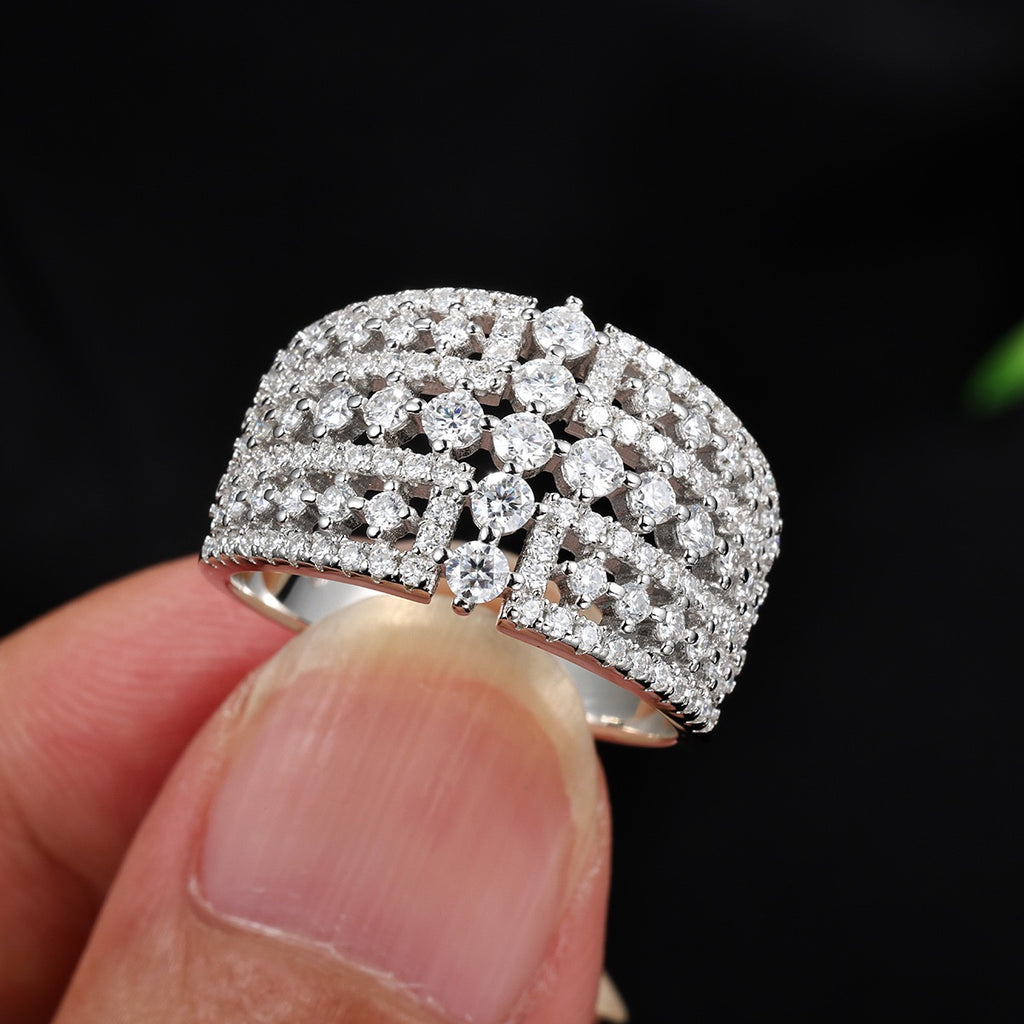 Full Iced Moissanite Ring – Luxury Pavé Statement Design