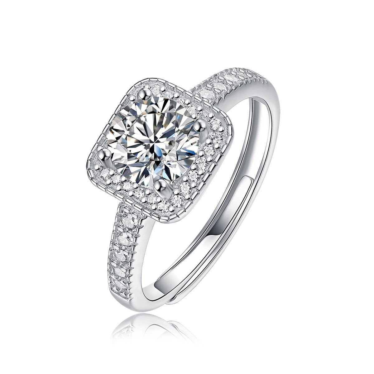 Square Halo Moissanite Ring – Modern Luxury 1CT