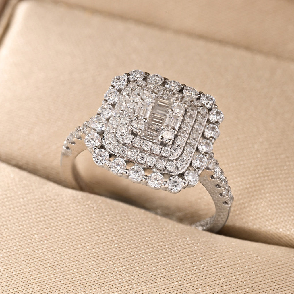 Layered Iced Moissanite Ring – Statement Edition