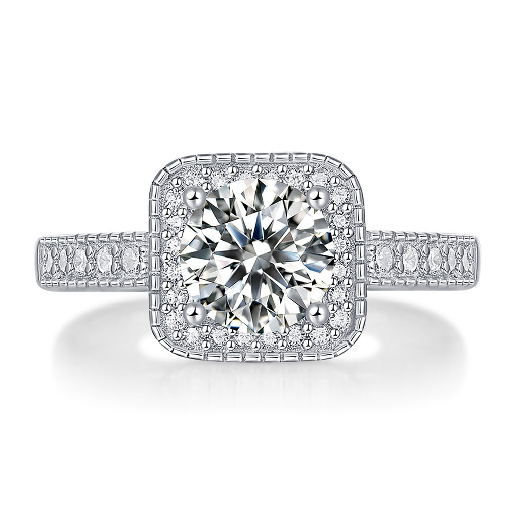 Square Halo Moissanite Ring – Modern Luxury 1CT