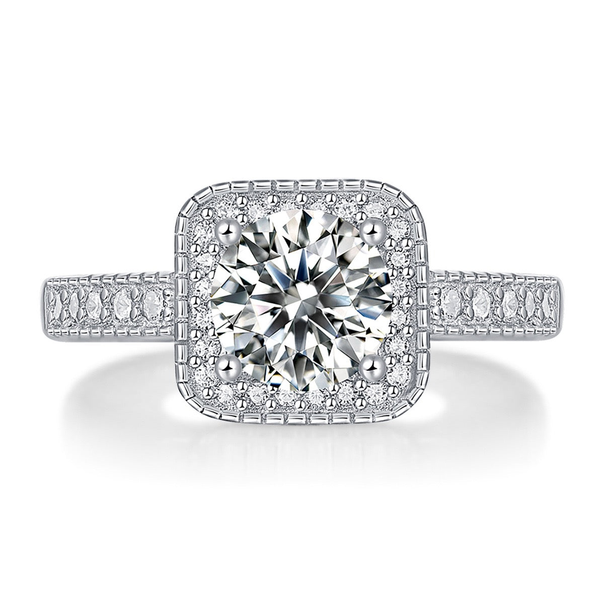 Square Halo Moissanite Ring – Modern Luxury 1CT