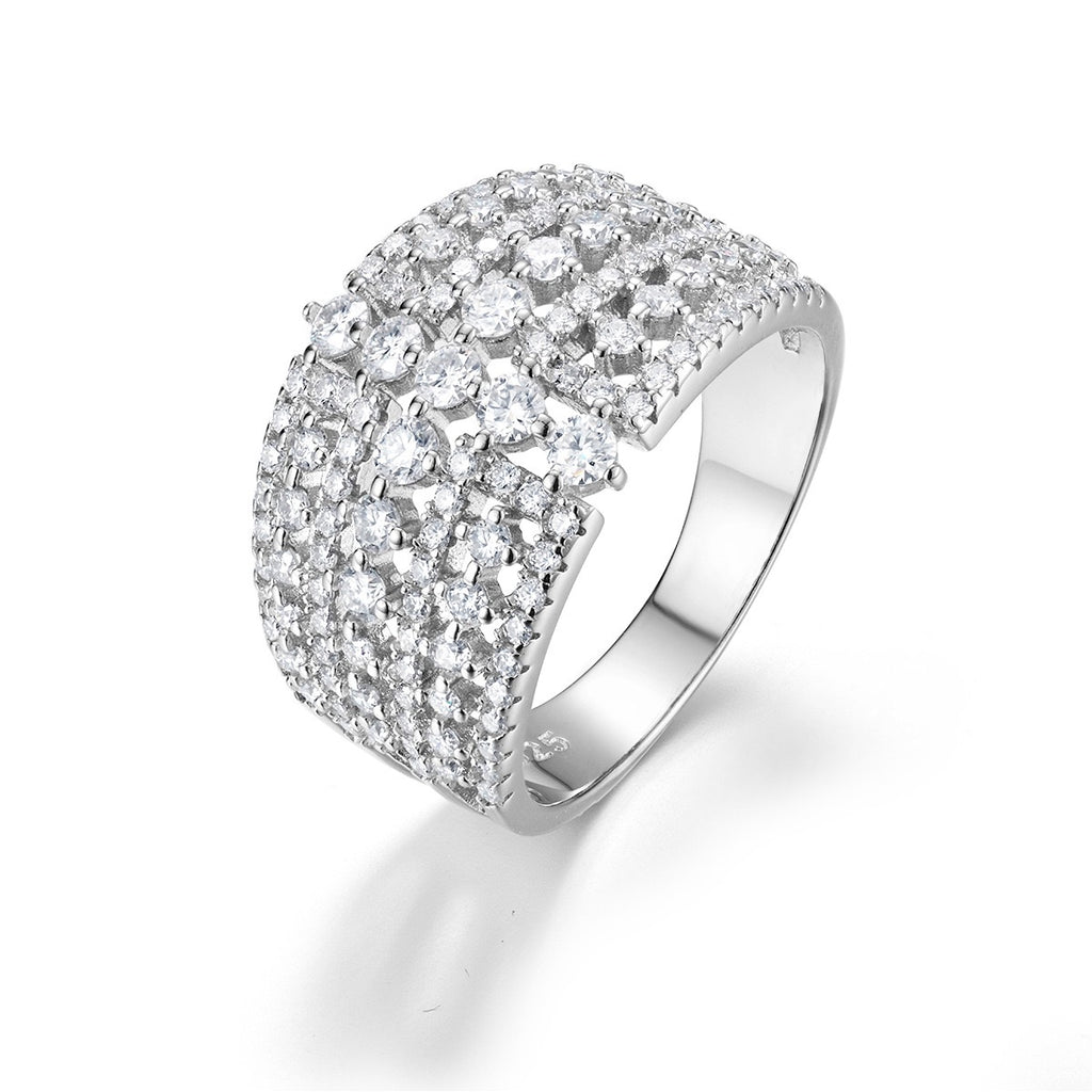 Full Iced Moissanite Ring – Luxury Pavé Statement Design