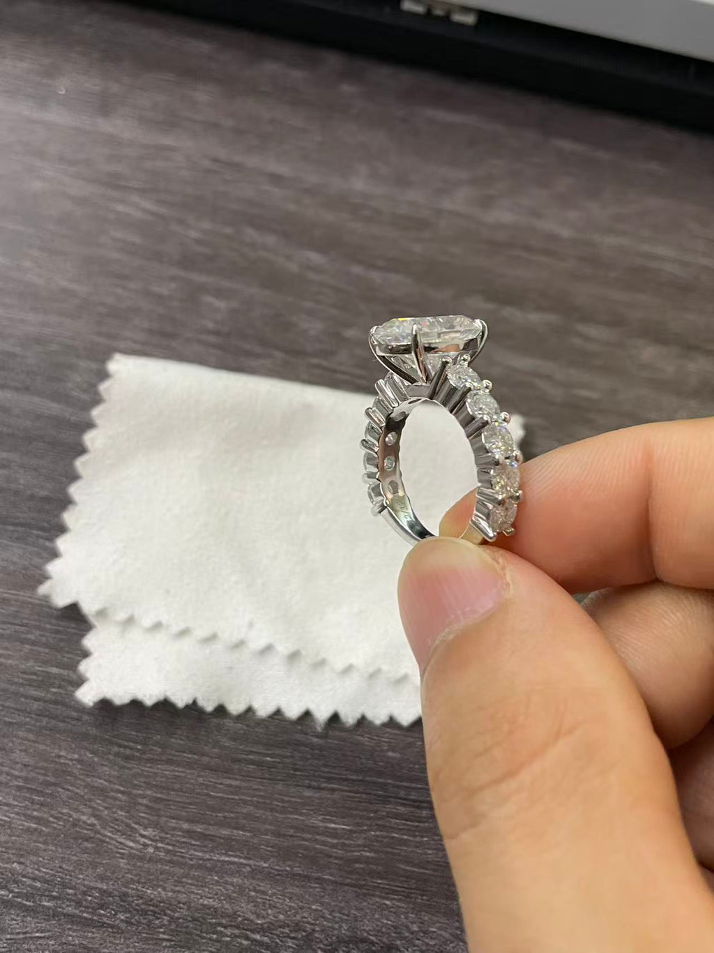 8 Carat Oval Cut Custom Ring – Full Pavé Band