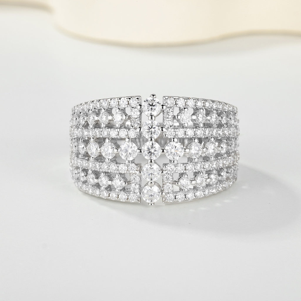 Full Iced Moissanite Ring – Luxury Pavé Statement Design
