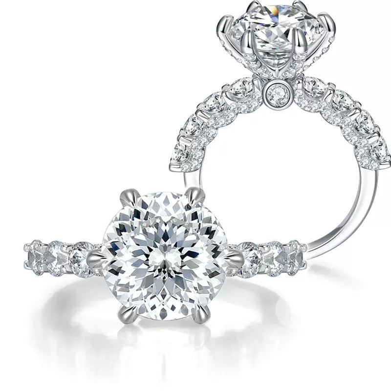 3 Carat Round Moissanite Engagement Ring – S925 Silver | Himas Jewelry