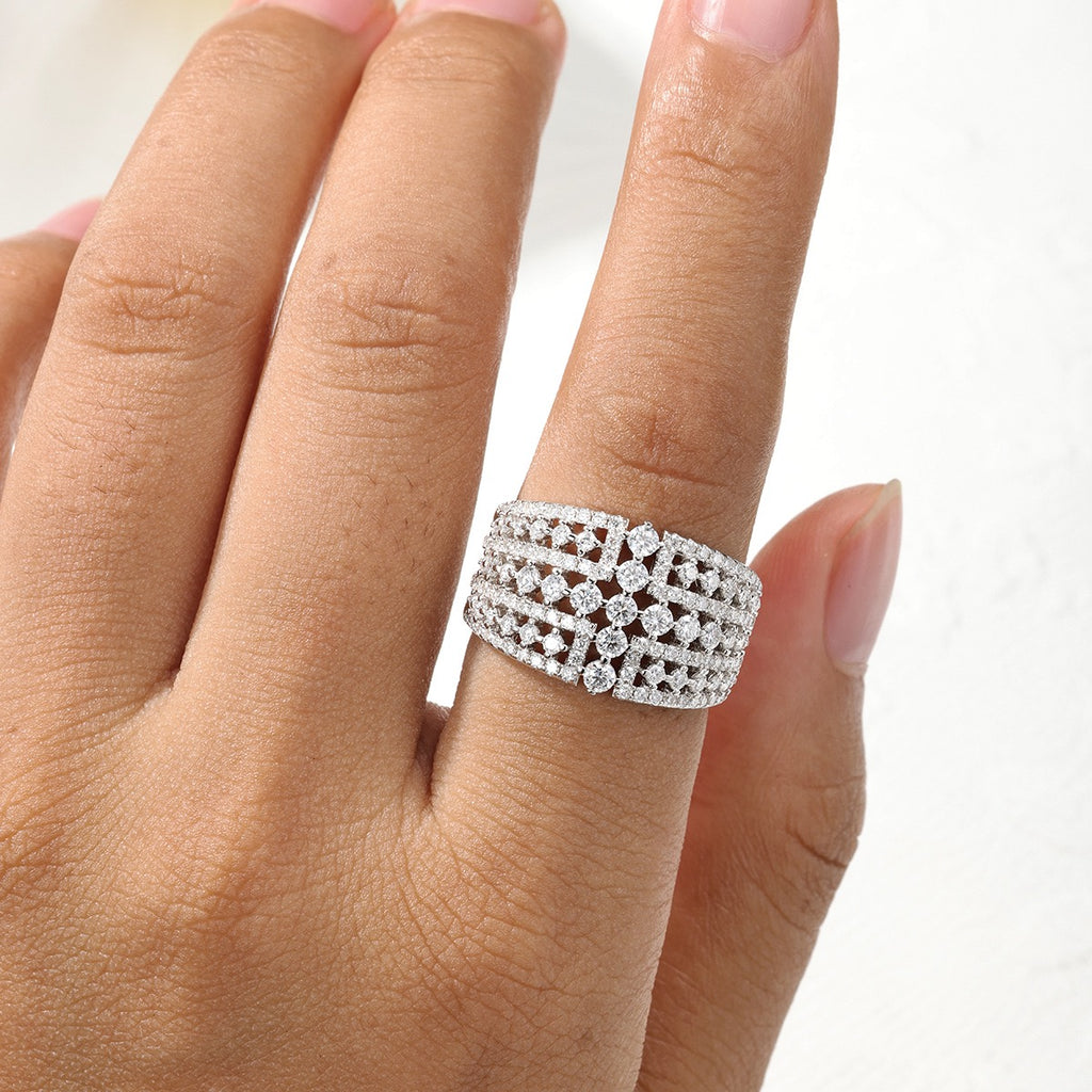 Full Iced Moissanite Ring – Luxury Pavé Statement Design