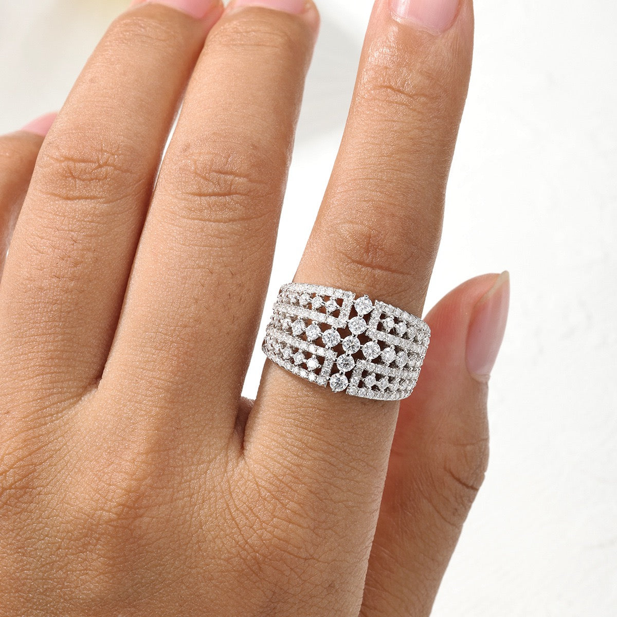 Full Iced Moissanite Ring – Luxury Pavé Statement Design