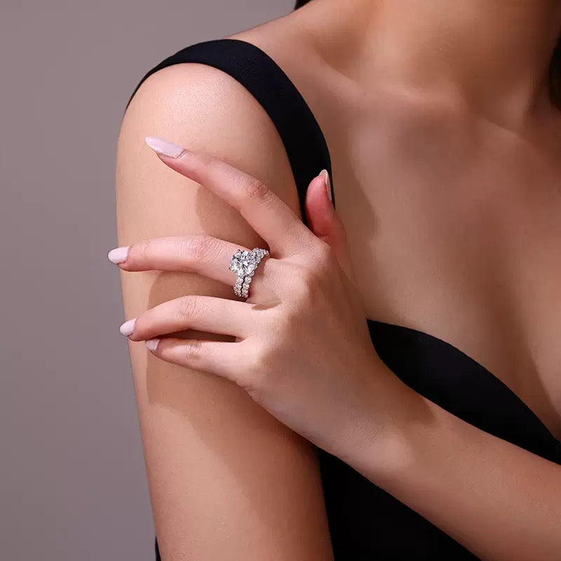 5CT Moissanite Ring Set in S925 Silver – Himas Jewelry