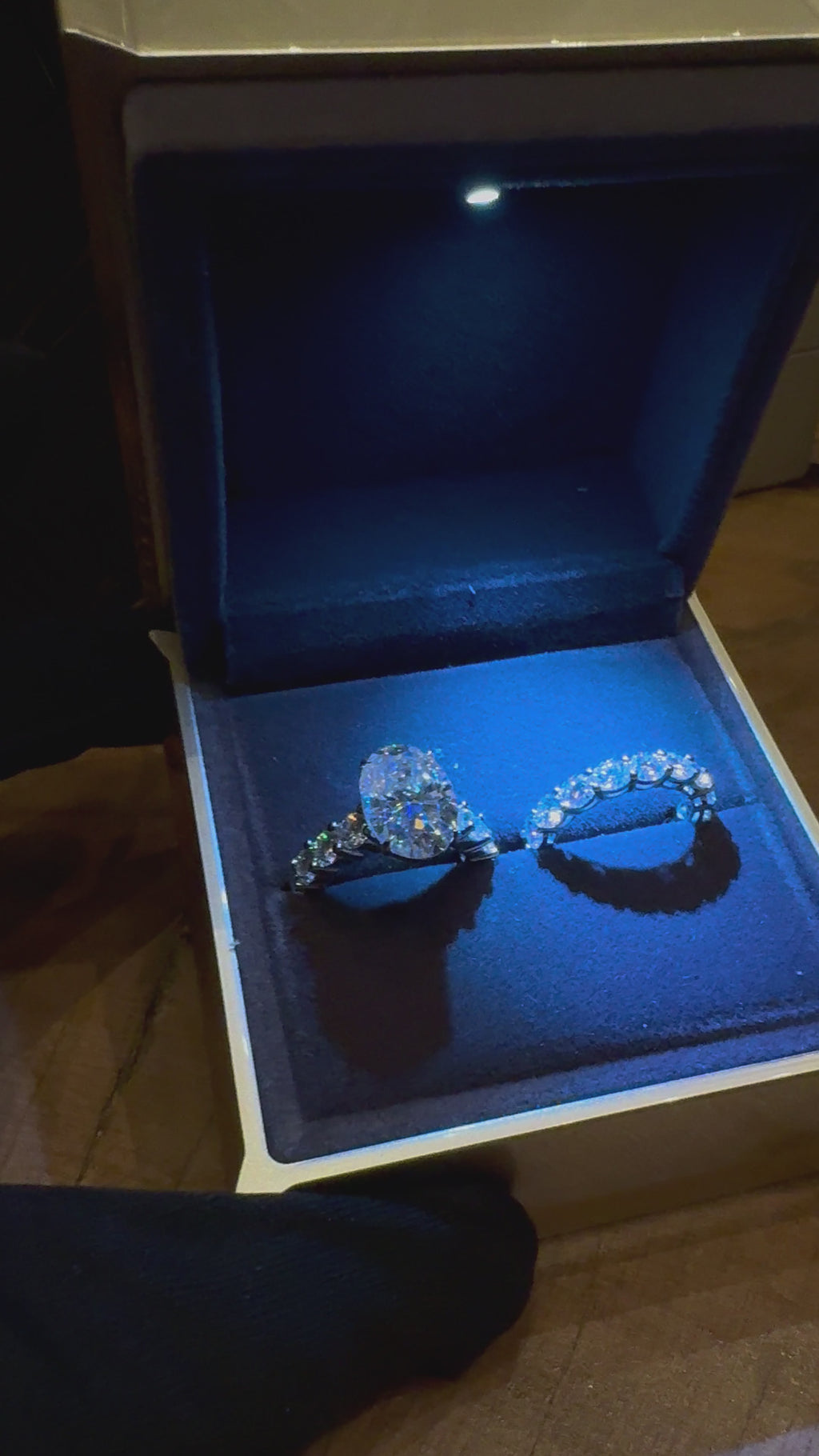 8 Carat Oval Cut Custom Ring – Full Pavé Band
