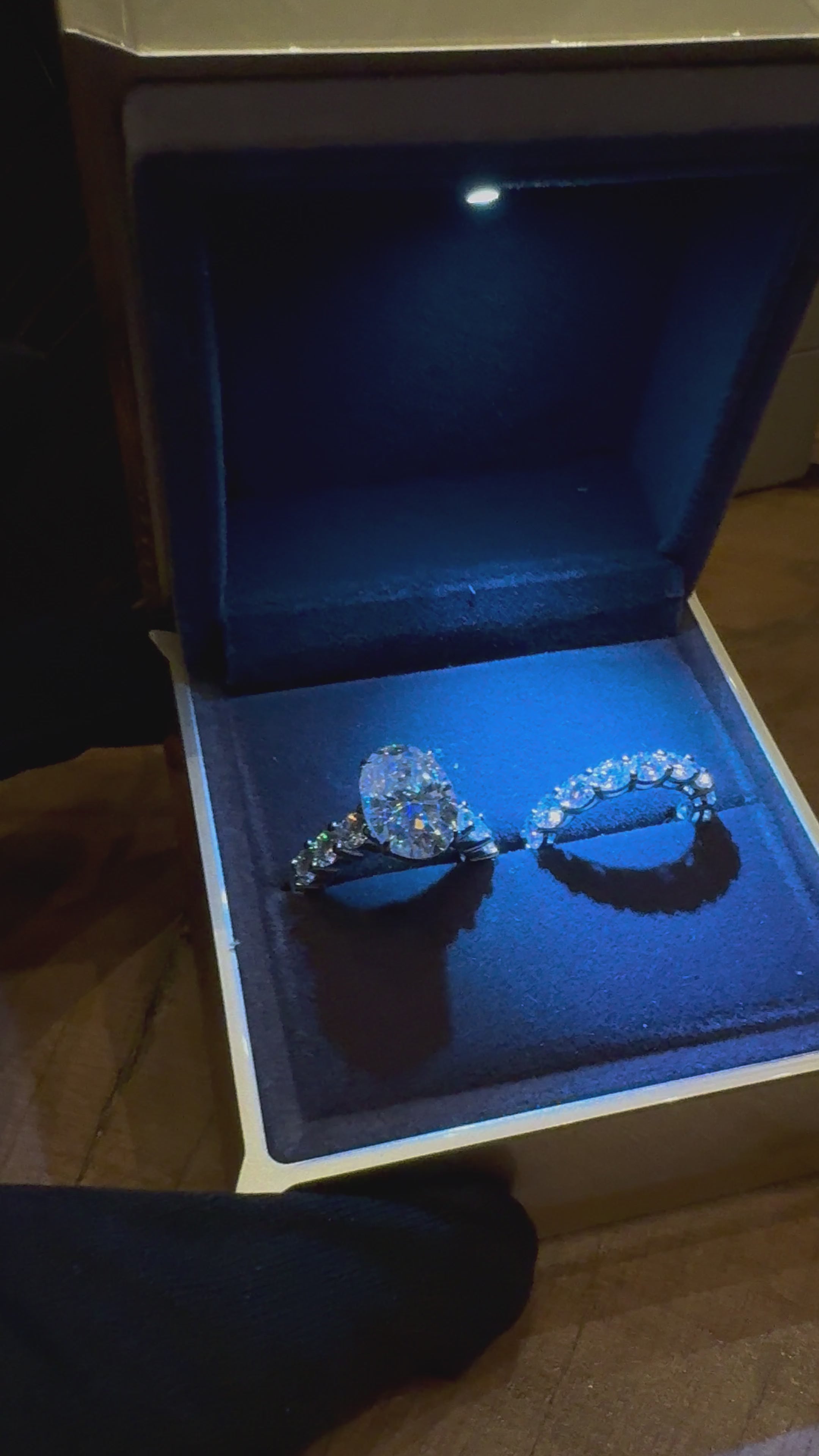8 Carat Oval Cut Custom Ring – Full Pavé Band